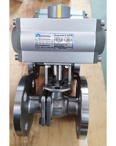 Bộ Điều Khiển Khí Nén Haitima Kết Hợp Với Thân Van Inox Mặt Bích